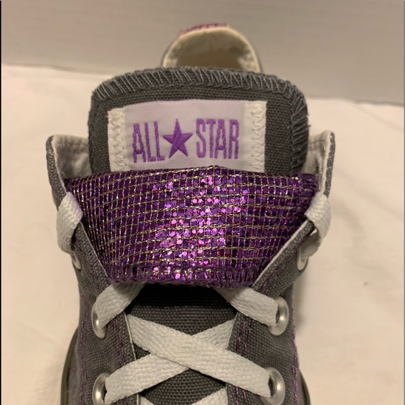 CONVERSE ALL⭐️STAR GRAY & METALLIC PURPLE SNEAKERS VGUC - Picture 5 of 10
